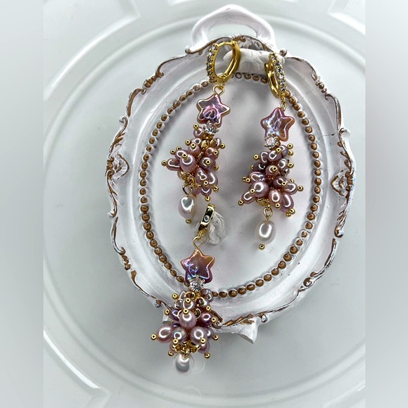 Handmade Freshwater Pearl Purple Christmas Tree ๐ Earrings & Pendant Set ๐๐๐ - Picture 2 of 3